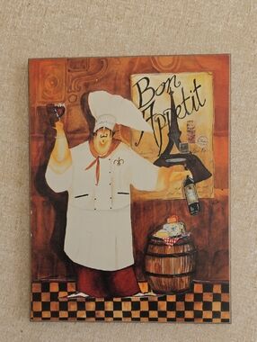Chef Artwork Canvas Print - Brown/White Bon Appetit Wall Art